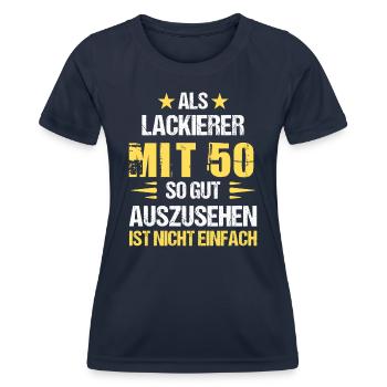 With 50 good-looking painter - Women's Functional T-Shirt - navy - Front - AI Model Female 172 light (172cm)