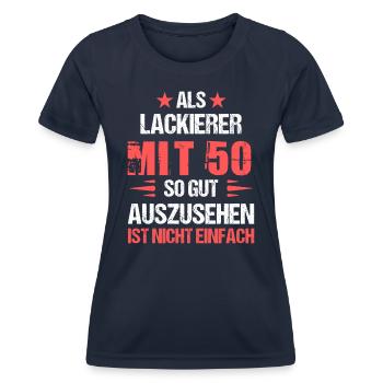 With 50 good-looking painter - Women's Functional T-Shirt - navy - Front - AI Model Female 172 light (172cm)