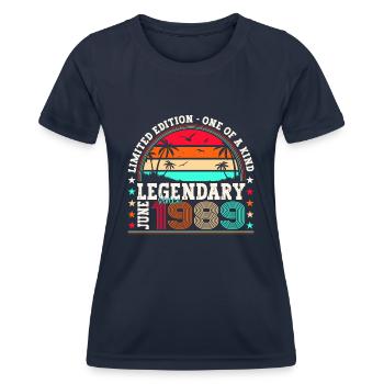 Legend June 1989 33rd Birthday Gift Men - Women's Functional T-Shirt - navy - Front - AI Model Female 172 light (172cm)