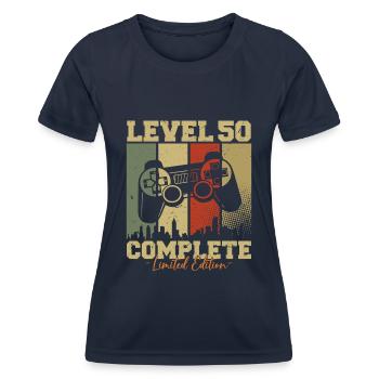 Level 50 Freigeschaltet 50 Geburtstag Geschenk - Frauen Funktions-T-Shirt - Navy - Vorne - AI Model Female 172 light (172cm)