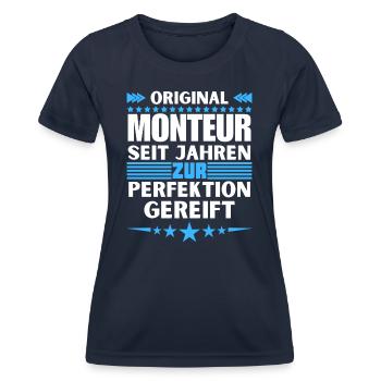 Mechanic matured to perfection - Women's Functional T-Shirt - navy - Front - AI Model Female 172 light (172cm)