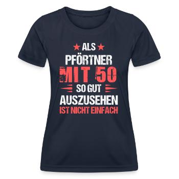 With 50 handsome doorman - Women's Functional T-Shirt - navy - Front - AI Model Female 172 light (172cm)
