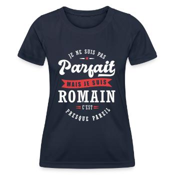 Romain Parfait Cadeau prenom romain - T-shirt sport Femme - bleu marine - Devant - AI Model Female 172 light (172cm)
