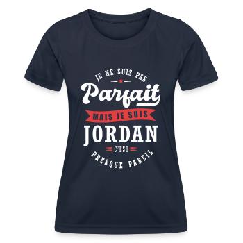 Jordan Parfait Cadeau prenom jordan - T-shirt sport Femme - bleu marine - Devant - AI Model Female 172 light (172cm)