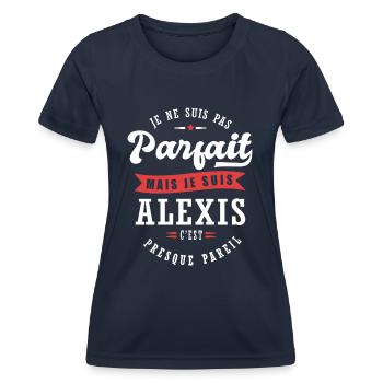 Alexis Parfait Cadeau prenom alexis - T-shirt sport Femme - bleu marine - Devant - AI Model Female 172 light (172cm)