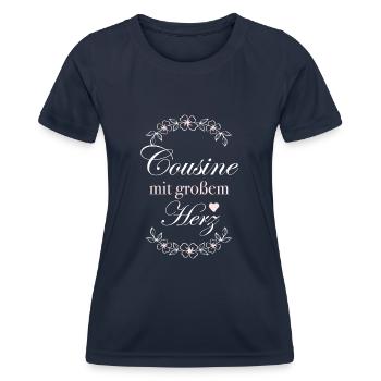 Geschenk Cousine mit großem Herz - Frauen Funktions-T-Shirt - Navy - Vorne - AI Model Female 172 light (172cm)