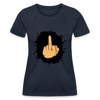 Doigt d’honneur éclaboussé - T-shirt sport Femme - bleu marine - Devant - AI Model Female 172 light (172cm)