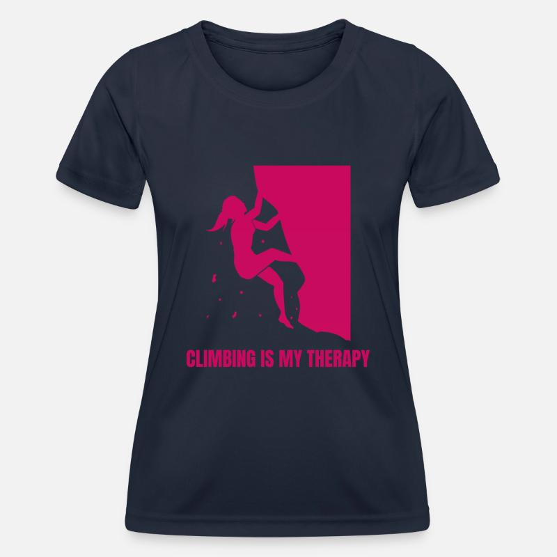Climbing Is My Therapy Bouldering - Women's Functional T-Shirt - navy