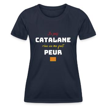 Catalane humour cadeau rien ne me fait peur - T-shirt sport Femme - bleu marine - Devant - AI Model Female 172 light (172cm)