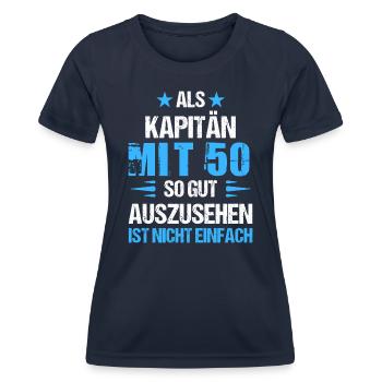 At 50 handsome captain - Women's Functional T-Shirt - navy - Front - AI Model Female 172 light (172cm)