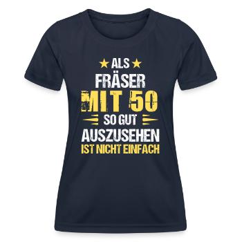 With 50 good-looking router bits - Women's Functional T-Shirt - navy - Front - AI Model Female 172 light (172cm)