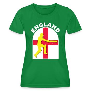 England Cricket Batsman England Flag by DPattonPD - Women's Functional T-Shirt - kelly green - Front - AI Model Female 172 dark (172cm)