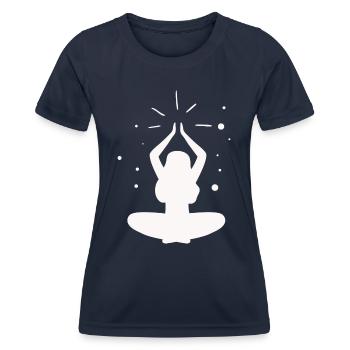 Yoga - Relaxen Lebensqualität - Frauen Funktions-T-Shirt - Navy - Vorne - AI Model Female 172 light (172cm)