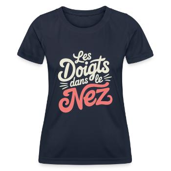Les doigts dans le nez - T-shirt sport Femme - bleu marine - Devant - AI Model Female 172 light (172cm)