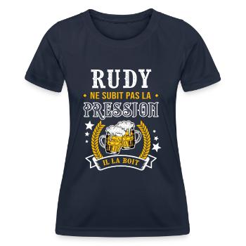 Rudy bière Rudycadeau rudy fêtes - T-shirt sport Femme - bleu marine - Devant - AI Model Female 172 light (172cm)