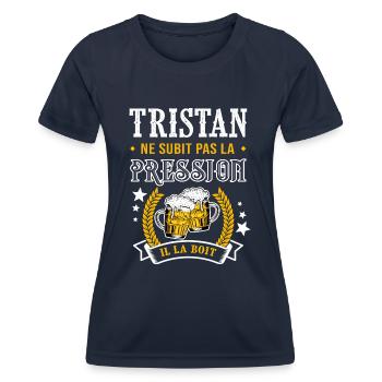 Tristan bièreTristan cadeau tristan fêtes - T-shirt sport Femme - bleu marine - Devant - AI Model Female 172 light (172cm)