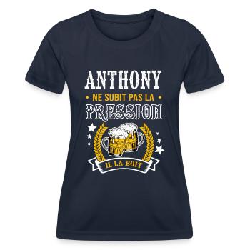 Anthony bière anthony cadeau anthony fêtes - T-shirt sport Femme - bleu marine - Devant - AI Model Female 172 light (172cm)