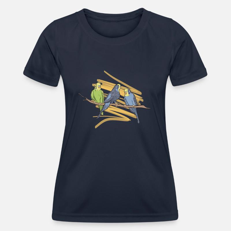 Budgerigar drawing - Women's Functional T-Shirt - navy