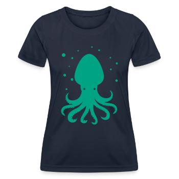 Oktopus - Krake - Zootier - Meereswesen - Frauen Funktions-T-Shirt - Navy - Vorne - AI Model Female 172 light (172cm)