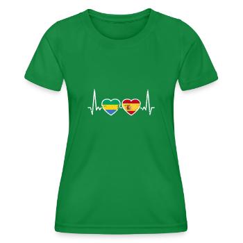 Gabon Spain Vintage Heartbeat Flag Gabonese - Women's Functional T-Shirt - kelly green - Front - AI Model Female 172 dark (172cm)