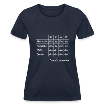 Lustiges Deutsche Grammatik Hilfe Deutsch Lehrer - Frauen Funktions-T-Shirt - Navy - Vorne - AI Model Female 172 light (172cm)