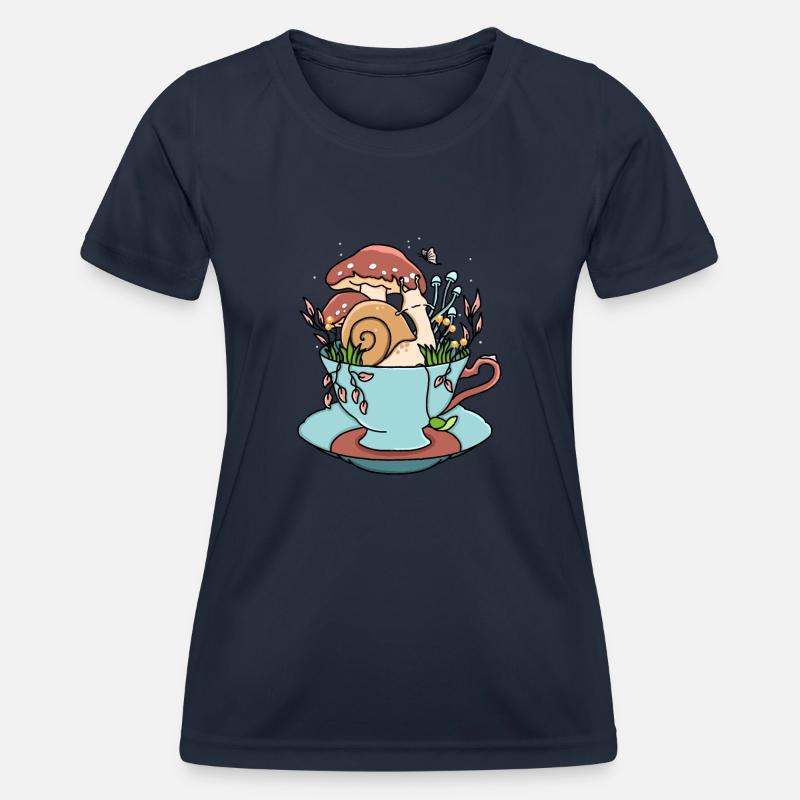 Snail Tea Cup - Women's Functional T-Shirt - navy