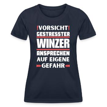 Ne parlez pas à des vignerons stressés ! - T-shirt sport Femme - bleu marine - Devant - AI Model Female 172 light (172cm)