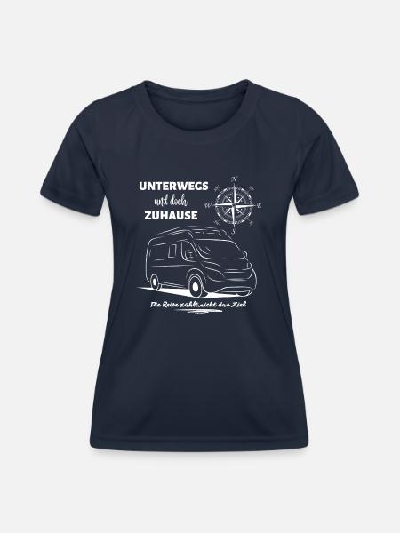 Camping Kastenwagen Wohnmobil Spruch - Frauen Funktions-T-Shirt - Navy