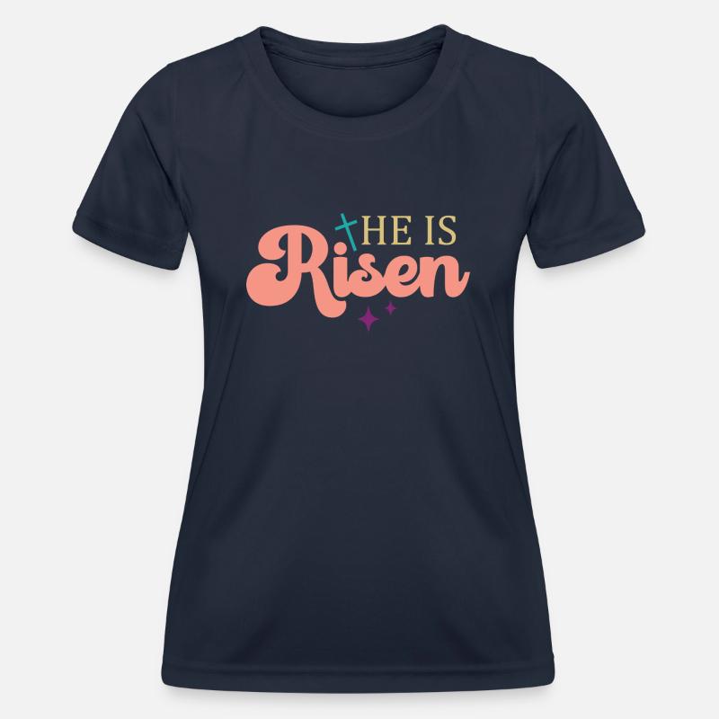 He is risen - Women's Functional T-Shirt - navy