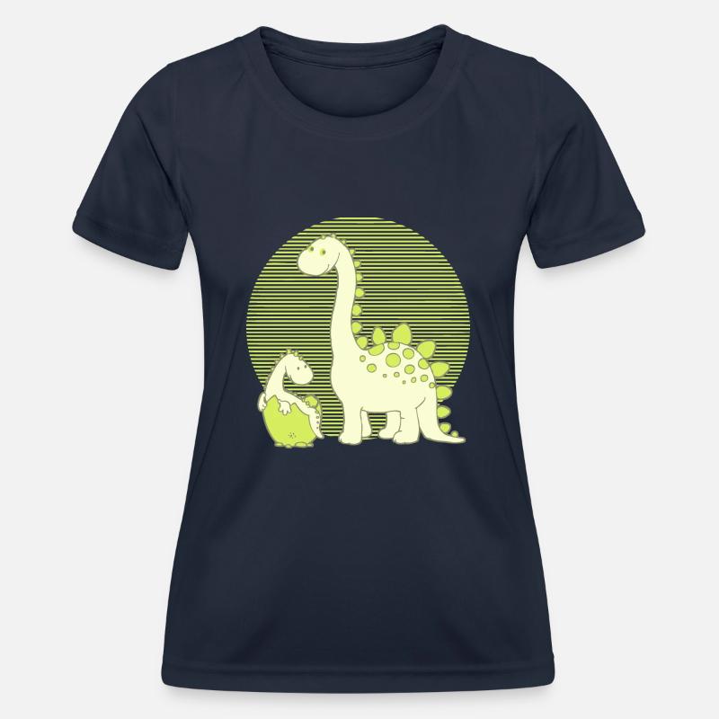 Dinosaur Mom with Hatching Egg - Women's Functional T-Shirt - navy
