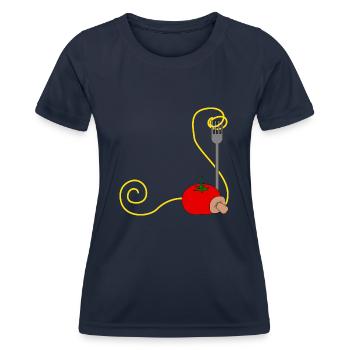 nouilles spaghetti noodles24 macaroni lasagnes - T-shirt sport Femme - bleu marine - Devant - AI Model Female 172 light (172cm)