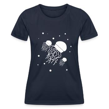 Qualle - Meerestier Naturschutz Meeresbewohner - Frauen Funktions-T-Shirt - Navy - Vorne - AI Model Female 172 light (172cm)