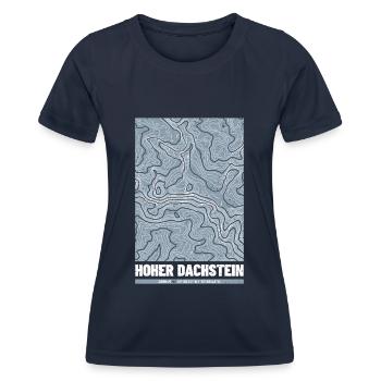 Haute pierre de toit | Carte géographique Topographie Grunge - T-shirt sport Femme - bleu marine - Devant - AI Model Female 172 light (172cm)