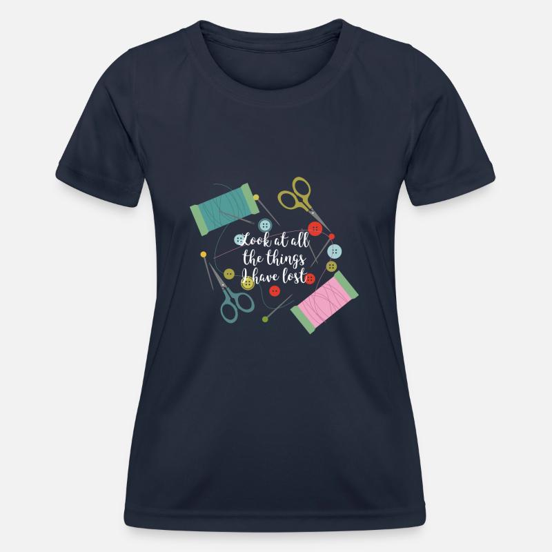Sewing needle thread yarn buttons tailor gift - Women's Functional T-Shirt - navy
