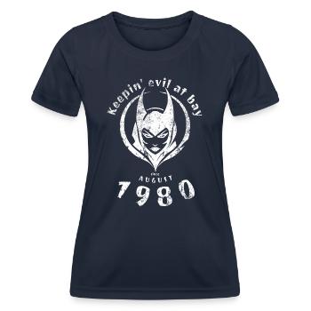 44. Geburtstag Keepin evil at bay since 08/1980 - Frauen Funktions-T-Shirt - Navy - Vorne - AI Model Female 172 light (172cm)