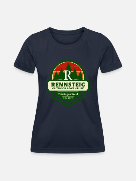 Rennsteig-Höhenweg des Thüringer Waldes - Frauen Funktions-T-Shirt - Navy