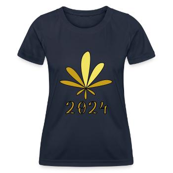 Hemp Leaf - Women's Functional T-Shirt - navy - Front - AI Model Female 172 light (172cm)