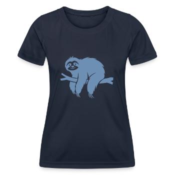 Minimalist sloth relaxing on a branch - Women's Functional T-Shirt - navy - Front - AI Model Female 172 light (172cm)