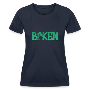 Biken Fahrrad Bike - Frauen Funktions-T-Shirt - Navy - Vorne - AI Model Female 172 light (172cm)