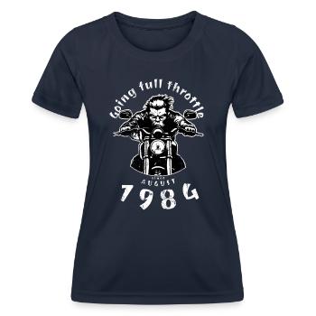 40. Geburtstag Going full throttle since 08/1984 - Frauen Funktions-T-Shirt - Navy - Vorne - AI Model Female 172 light (172cm)