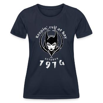 50. Geburtstag Keepin evil at bay since 10/1974 - Women's Functional T-Shirt - navy - Front - AI Model Female 172 light (172cm)