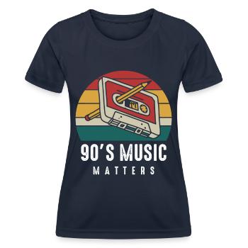 Neunziger Jahre Musik - Kassette mit Bleistift - Frauen Funktions-T-Shirt - Navy - Vorne - AI Model Female 172 light (172cm)
