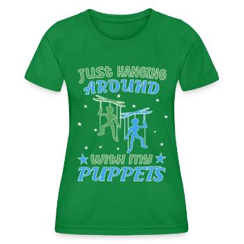 Puppenspieler mit Puppen Marionette Bauchredner - Frauen Funktions-T-Shirt - Kelly Green - Vorne - AI Model Female 172 dark (172cm)