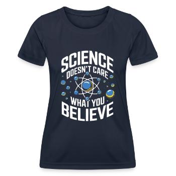 Forschung will Fakten und keinen Glauben - Frauen Funktions-T-Shirt - Navy - Vorne - AI Model Female 172 light (172cm)