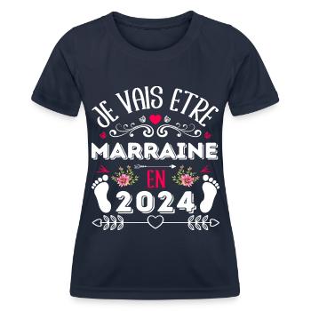 Je vais être marraine en 2024 cadeau marraine 2024 - T-shirt sport Femme - bleu marine - Devant - AI Model Female 172 light (172cm)