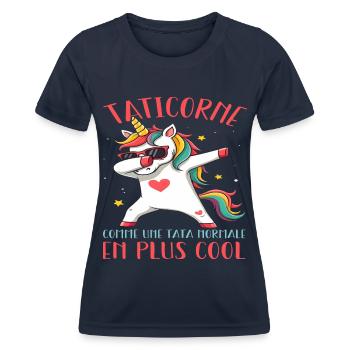 Taticorne Humour Tata Tante Licorne Dab Cadeau - T-shirt sport Femme - bleu marine - Devant - AI Model Female 172 light (172cm)