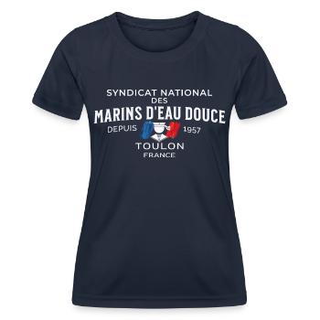 Syndicat national des marins d eau douce 1 - T-shirt sport Femme - bleu marine - Devant - AI Model Female 172 light (172cm)