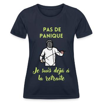 Pas de panique je suis déjà à la retraite - T-shirt sport Femme - bleu marine - Devant - AI Model Female 172 light (172cm)