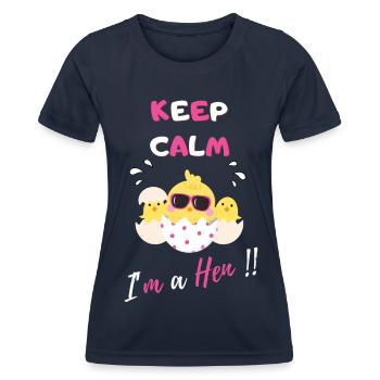 Keep calm I'm a hen - T-shirt sport Femme - bleu marine - Devant - AI Model Female 172 light (172cm)