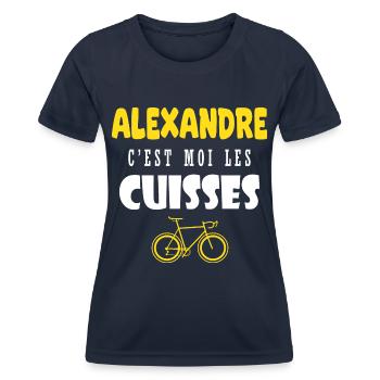 Alexandre vélo c est moi les cuisses humour velo - T-shirt sport Femme - bleu marine - Devant - AI Model Female 172 light (172cm)